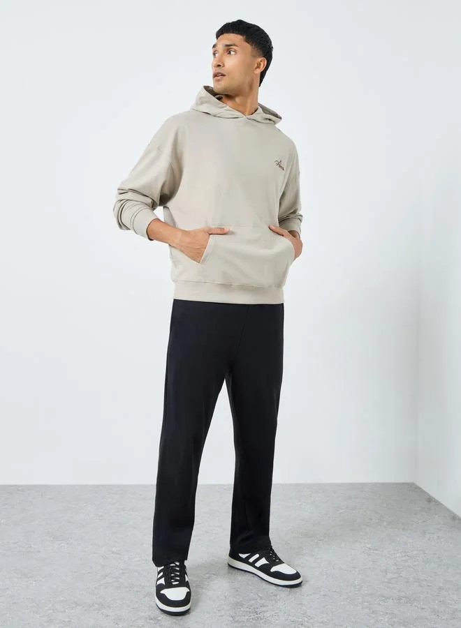 Styli Men Khaki Oversize Fleece Hoodie